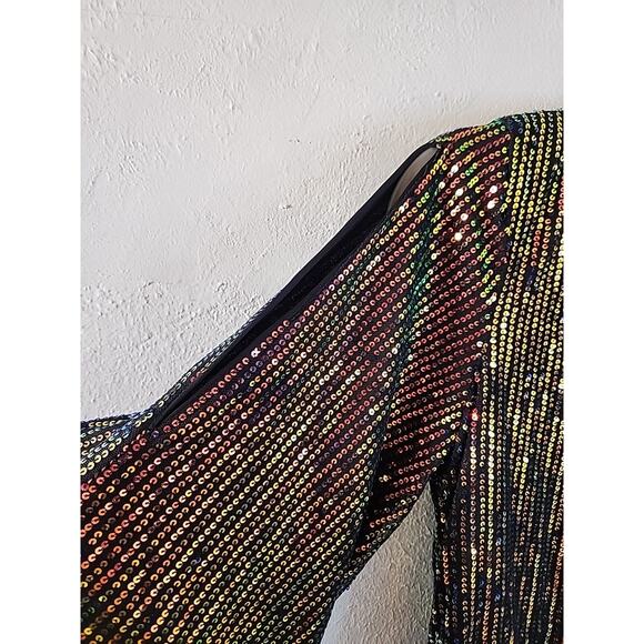 NWT GRACE KARIN Women’s Sequin Top 3/4 Slit Sleeve Party Top Small MSRP$50 - Picture 3 of 7